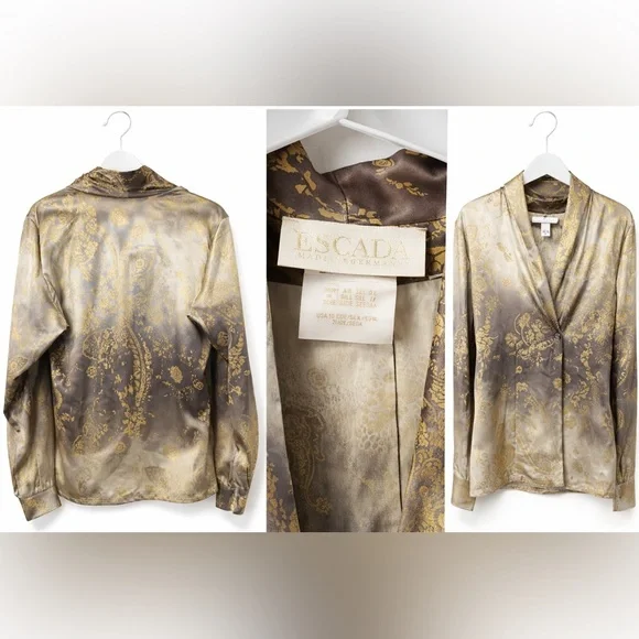 Escada Gold and Gray Blouse - Picture 2 of 2